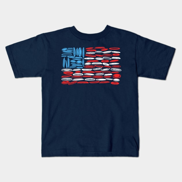 Disc Golf American Flag USE Patriotic Frisbee Kids T-Shirt by robotbasecamp